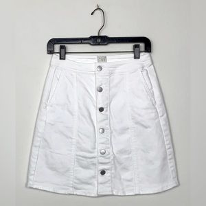 White Button Down High Waist Mini Skirt